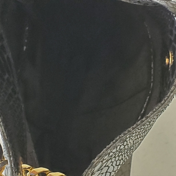 Michael Kors Embossed Snake Print Shouder Bag Chain Link Strap Leather Handbag - Picture 14 of 16